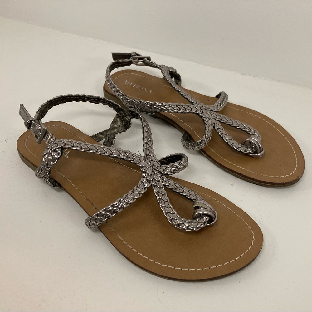 Merona Metallic Charcoal Braided Women's Sandals 6 Greek Toga Cosplay Summer Hot